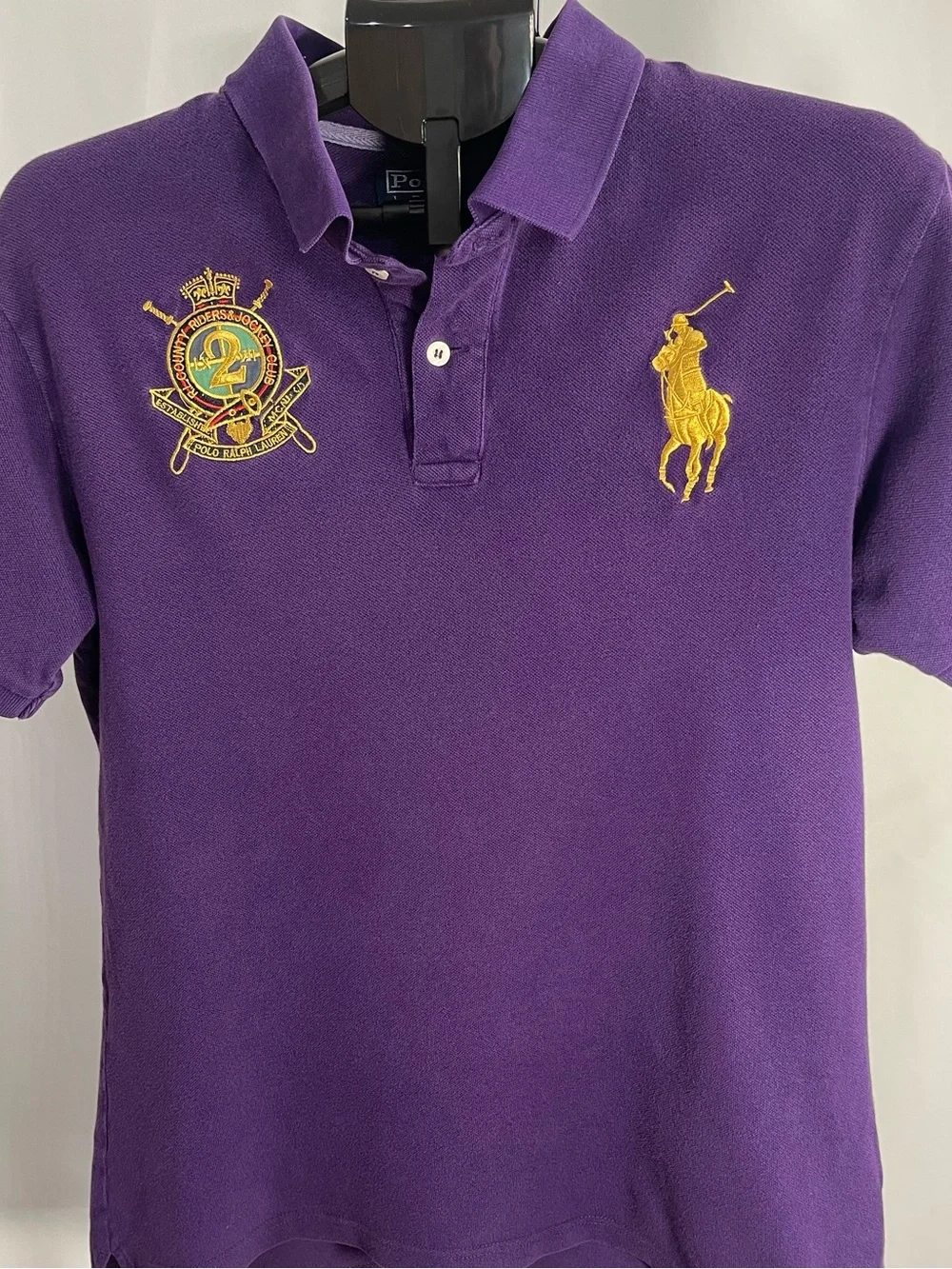 Vintage Purple Polo Ralph Lauren Big Pony Horse & Rider Jockey Embroidered